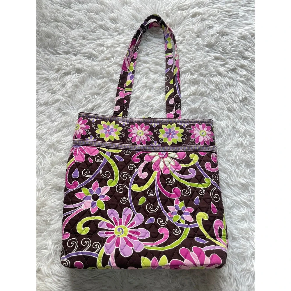 Vera Bradley RETIRED PURPLE PUNCH Quilted Tote Bag and Matching Wallet Set